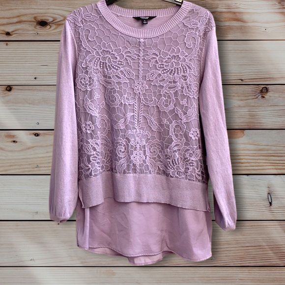 🔸NWT Simply Vera lace layered knit tunic L - Picture 1 of 6